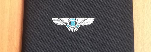 Bentley-motors-memorabilia-neck-tie-1970s-terylene-blue-narrow-fashion