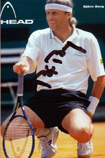 BJORN BORG (5 time Wimbledon champion) hand-signed HEAD promotional card tennis memorabilia