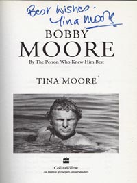 Bobby-Moore-signed-auto-biography-book-Tina-wife-england-football-1966-world-cup-memorabilia-captain-west-ham-utd-united