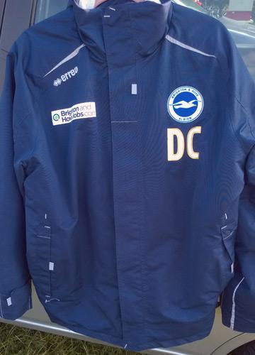 Brighton-and-Hove-Albion-football-memorabilia-team-warm-up-training-jacket-manager coaching staff player errea-DC-Seagulls-BHA-FC-Amex-Stadium-Falmer