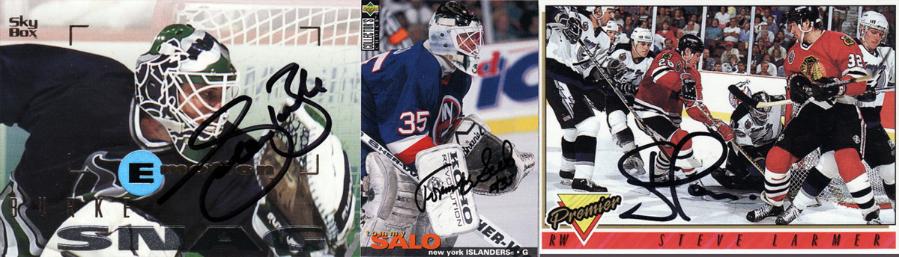 SEAN BURKE memorabilia TOMMY SALO memorabilia STEVE LARMER memorabilia signed NHL memorabilia ice hockey memorabilia trading cards autograph