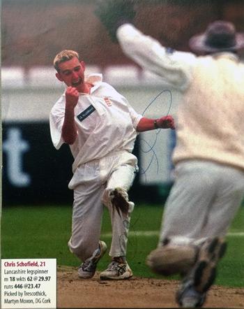 CHRIS-SCHOFIELD-autograph signed lancashire cricket memorabilia lancs ccc surrey england leg spinner signature