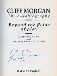 CLIFF-MORGAN-memorabilia-signed-autobiography-Beyond-The-Fields-Of-Play-Wales-rugby-memorabilia-autographed-book-signature-first-edition