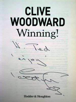 CLIVE WOODWARD memorabilia signed autobiography Winning England rugby memorabilia autographed