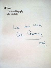 COLIN-COWDREY-autograph-signed-autobiography-of-a-cricketer-kent-cricket-memorabilia-england-MCC-signature-1976