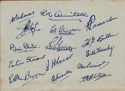 Canada-cricket-memorabilia-Canadian-tour-to-England-1954-Autograph-Souvenir-captain-Basil-Robinson-Rilstone-Percival-Lucas-Gunn-Padmore-Burn-signatures