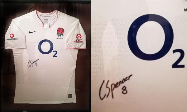 catherine spencer autograph signed england womens rugby memorabilia shirt red roses