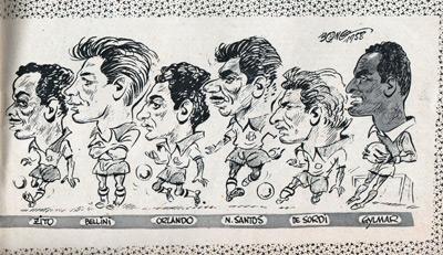 Charles-Buchan-Football-Monthly-September-1958-Sept-buchans-brazil-world-cup-squad-caricatures-pele-eylmar-zito-bellini-orlando-santos-de-sordi-memorabilia