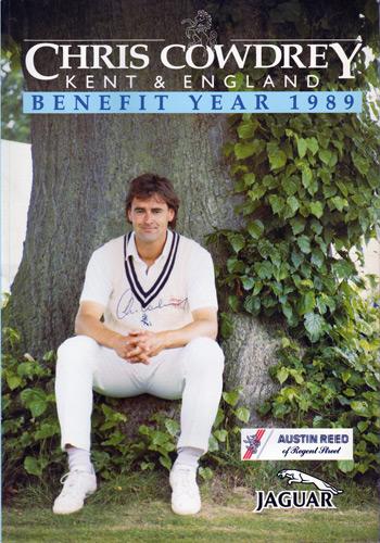 Chris-Cowdrey-autograph-signed-Kent-CCC-cricket-memorabilia-benefit-brochure-1989-England-captain-Spitfires-KCCC-testimonial