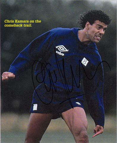 Chris Kamara memorabilia signed Leeds Utd football pic Sky Sports TV Kammy autograph