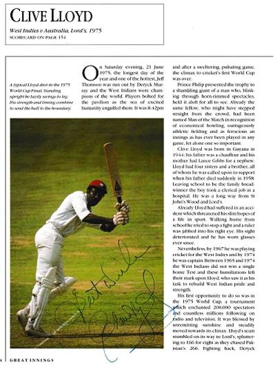 Clive Lloyd autograph signed west indies cricket memorabilia captain lancashire lancs ccc 1975 world cup antigua