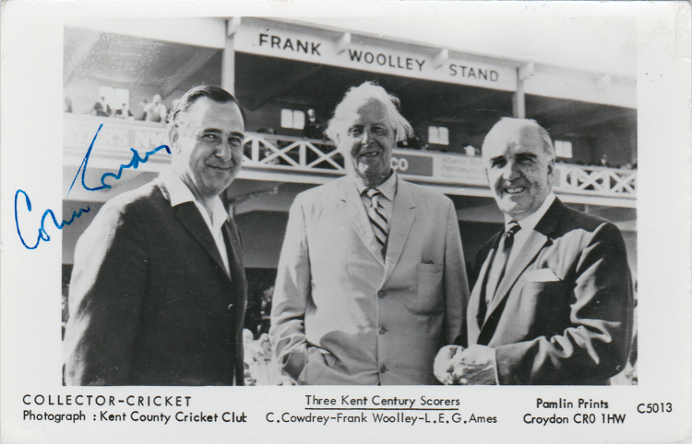 Colin Cowdrey autograph signed Kent CCC cricket memorabilia Frank Woolley Les Ames Stand Canterbury Lord Sir England test captain