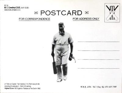 Colin-Cowdrey-autograph-signed-Kent-cricket-memorabilia-sir-lord-England-captain-MCC-KCCC-portrait-photo-postcard-signature-wg-grace