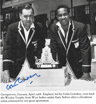 Colin-Cowdrey-autograph-signed-england-cricket-memorabilia-west-indies-garry-gary-sobers-test-captains-kent-kccc