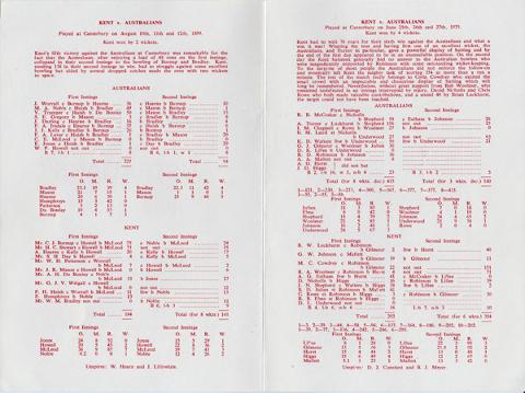 Colin-Cowdrey-memorabilia-Colin-Cowdrey-autograph-signed-Kent-cricket-memorabilia-Kent-v-Australia-scorecard-1975-St-Lawrence-Ground-Canterbury-Australians-History