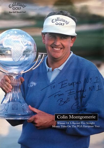 Colin Montgomerie signed Callaway Golf Europe No 1 poster Monty autograph memorabilia sports