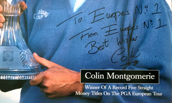 Colin Montgomerie signed Callaway Golf Europe No 1 poster Monty autograph memorabilia sports
