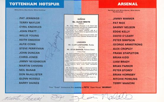 Cyril-Knowles-autograph-signed-Spurs-memorabilia-Testimonial-programme-Tottenham-Hotspurs-Jennings-Chivers-Hoddle-Jones-1975