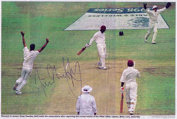 DEAN HEADLEY memorabilia signed Kent Spitfires England Test Brian Lara West Indies cricket memorabilia