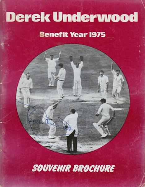 DEREK UNDERWOOD memorabilia signed Kent cricket memorabilia 1975 Benefit brochure Deadly