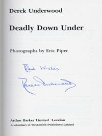 DEREK-UNDERWOOD-autograph-Kent-cricket-memorabilia-book-Deadly-Down-Under-England-in-Australia-1979-80-ashes-diary-first-edition-signature