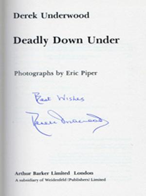 DEREK-UNDERWOOD-autograph-Kent-cricket-memorabilia-book-Deadly-Down-Under-England-in-Australia-1979-80-diary-ashes-first-edition-signature