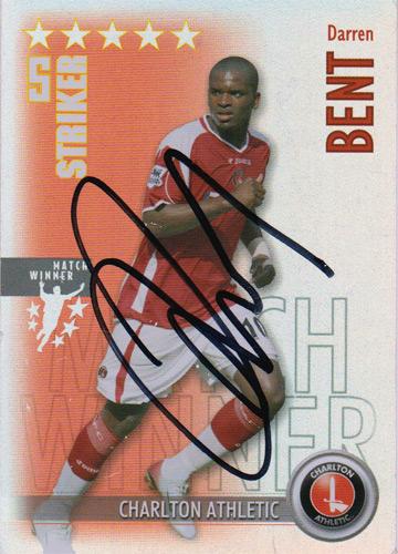 darren bent autrograph charlton football memorabilia signed match attax card striker