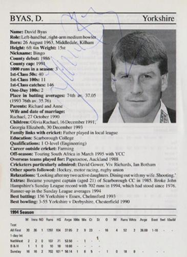 David-Byas-autograph-signed-yorkshire-cricket-memorabilia-signature-england-batsman-captain-1995-yorks-county-cricketers-whos-who