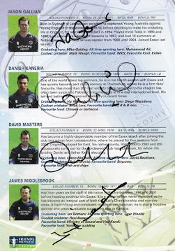 David-Masters-cricket-memorabilia-autograph-signed-2008-Friends-Provident-Final-programme-memorabilia-Danish-Kaneria-Jason-Gallian-Middlebrooks-ECCC-Essex-Eagles