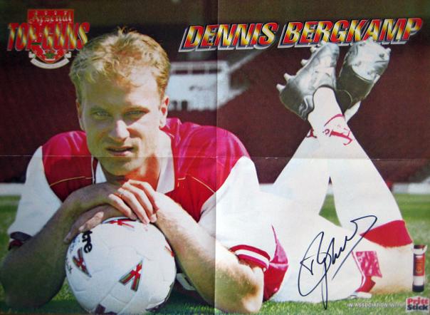 Dennis-Bergkamp-signed-A2-Arsenal-FC-football-memorabilia-poster-Gunners-Flying-Dutchman-autograph-signature-soccer