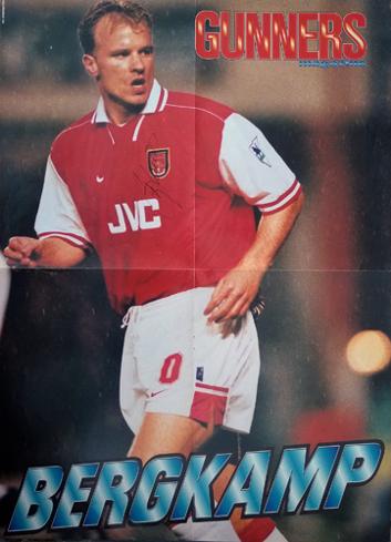 Dennis-Bergkamp-signed-A3-Arsenal-FC-football-memorabilia-poster-Gunners-Flying-Dutchman-autograph-signature-soccer-AFC