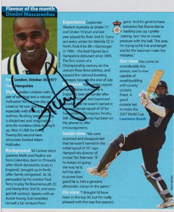 Dimitri-Mascarenhas-autograph-signed-Hants-Cricket-memorabilia-Hampshire-CCC-England-test-match-dimi-all-rounder-ipl-otago
