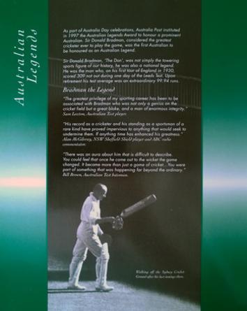 Don-Bradman-memorabilia-Australian-Post-Legend-Commemorative-Stamp-Souvenir-Booklet-Cricket-memorabilia-The-Don-biography