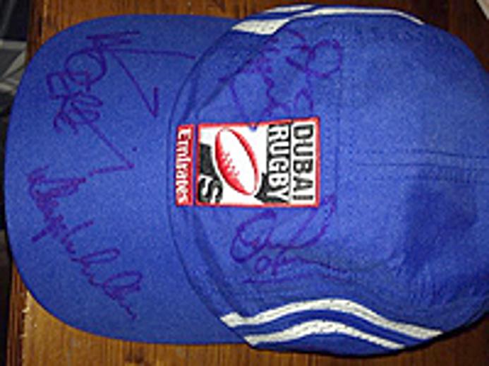 Joost van Westhuizen Dubai 7s signed rugby memorabilia cap