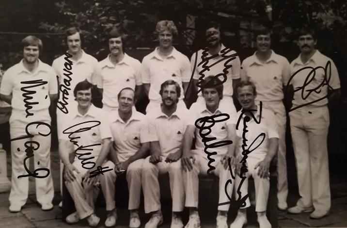 England cricket memorabilia signed 1980 test match team photo alan knott autograph underwood gatting chris tavare debut gooch signature