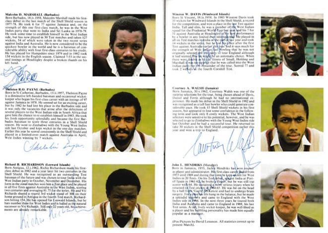 England-cricket-memorabilia-signed-1984-oval-fifth-test-match-programme-West-indies--Malcolm-Marshall-autograph-courtney-walsh-richie-richardson