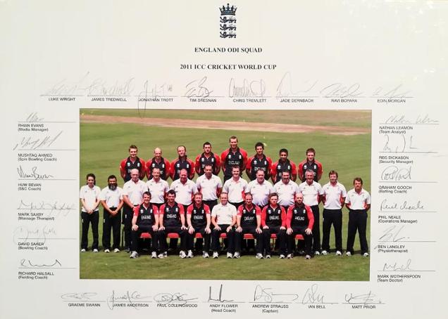 England-cricket-memorabilia-signed-squad-photo-team-2011-icc-world-cup-odi-Andrew-Strauss-autograph-Eoin-morgan-Paul-Collingwood-Ian-bell-James-Anderson-Jonathan-Trott-Graeme-Swann