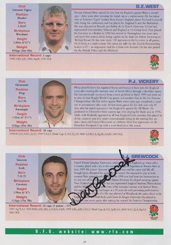 England-rugby-memorabilia-rufc-signed-twickenham-programme-2001-scotland-five-six-nations-union-danny-grewcock-kyran-bracken-richard-hill-autograph-signature