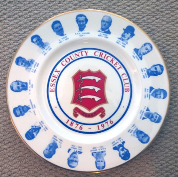 Essex-county-cricket-memorabilia-1976-club-centenary-commemorative-plate-1876-limited-edition-edwardian-porcelain-china-badge