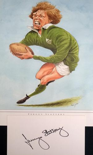 Fergus-Slattery-autograph-signed-Irish-rugby-memorabilia-John-Ireland-print