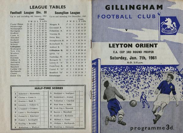 GILLINGHAM-FC-football-memorabilia-programme-1961-FA-CUP-Orient-The-Gills-750