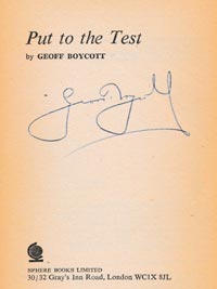 Geoff-Boycott-autograph-signed-yorkshire-cricket-memorabilia-book-put-to-the-test-geoffrey-england-boycs