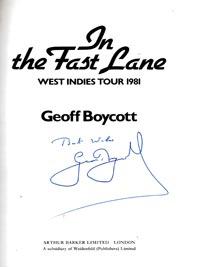 Geoff-Boycott-autograph-signed-yorkshire-cricket-memorabilia-book-in-the-fast-lane-west-indies-1981-tour--england-boycs