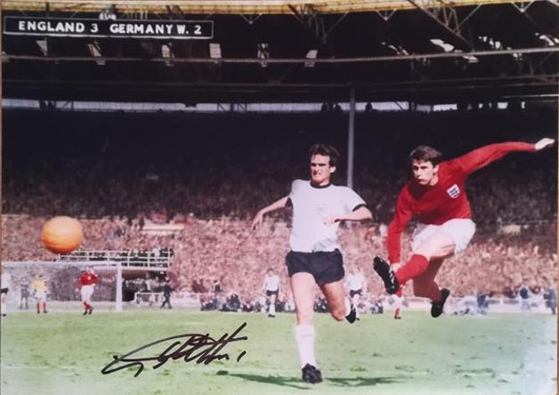 Geoff-Hurst-autograph-signed-1966-world-cup-football-memorabilia-england-4-2-west-germany-wembley-stadium-extra-time-they-think-its-all-over-sir