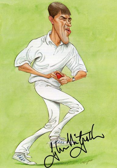 Glenn-McGrath-memorabilia- Australia cricket memorabilia signed-John-Ireland-print-mag pic