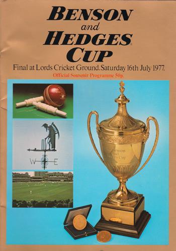 Gloucestershire-cricket-memorabilia-Gloucs-CCC-1977-Benson-and-Hedges-cup-final-programme-lords-Kent-champions-winners-trophy-Mike-Procter-Sadiq-Andy-Stovold