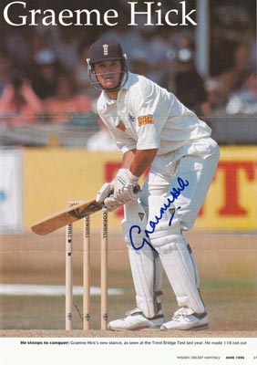 Graeme-Hick-england-poster-signed-1996-century-118-worcs-ccc-trent-bridge