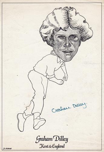 Graham-Dilley-autograph-signed-kent-cricket-memorabilia-d-waugh-print-caricature-worcestershire-kccc