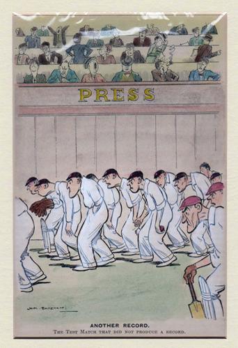HM-Bateman-punch-magazine-cricket-cartoon-humour-Another-Record-The-test-match-that-did-not-produce-a-record-1930-press-box