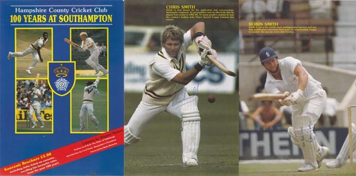Hampshire-county-cricket-memorabilia-100-years-at-Southampton-souvenir-brochure-signed-Robin-Smith-autograph-Chris-Hants-ccc-1985